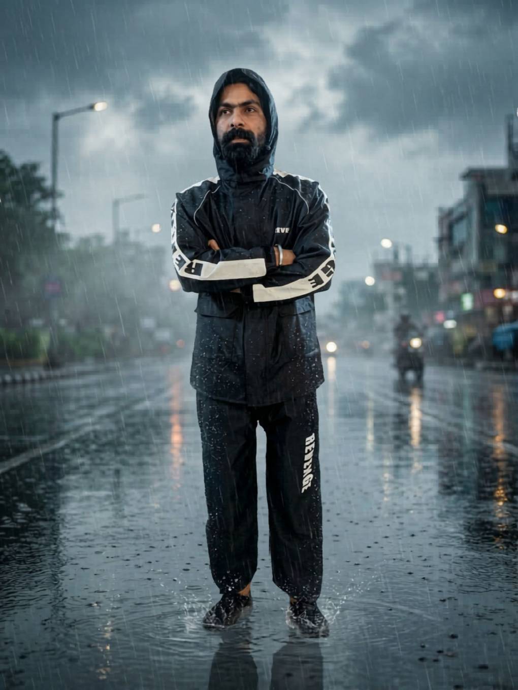 Revenge Raincoat White Black - White - XL