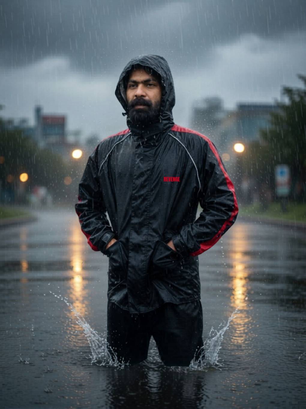 Revenge Raincoat Red Black - Red - XXL