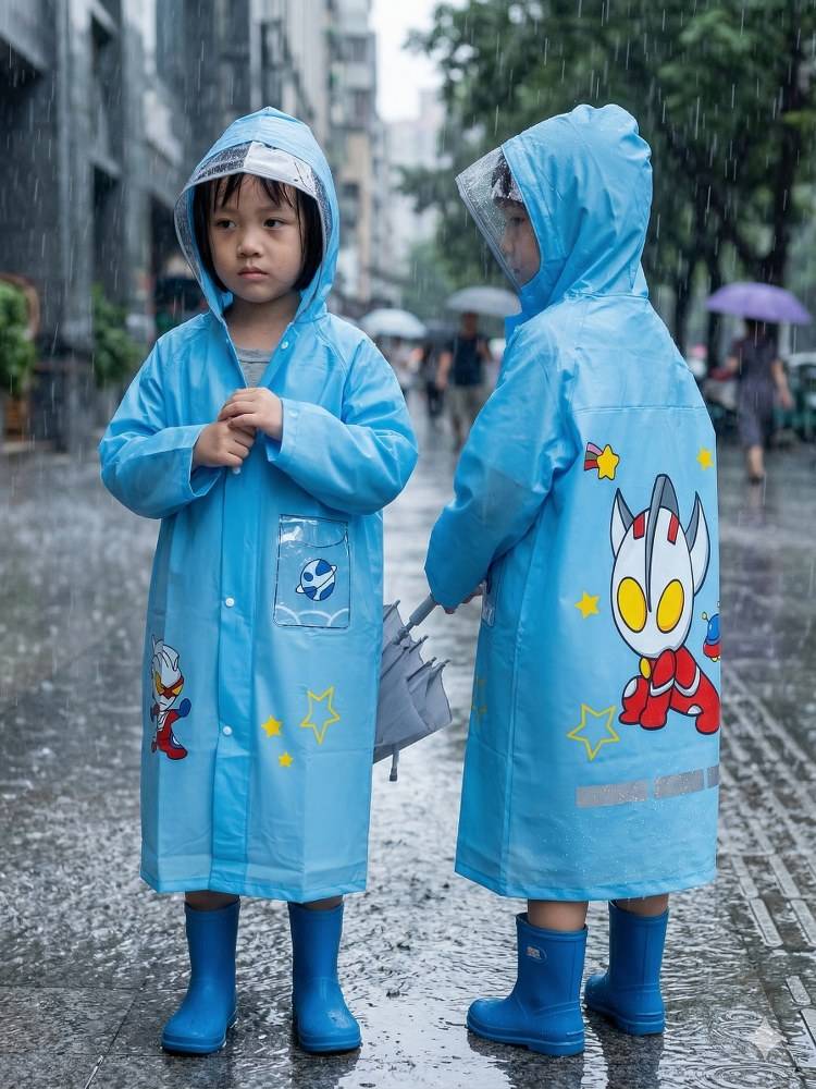 Premium Baby Raincoat Sky Blue - Bright Blue - 5XL